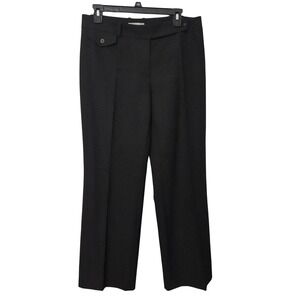Ann Taylor Black Straight Leg Dress Pants Button Flap Pocket Sz 10 Dark Academia